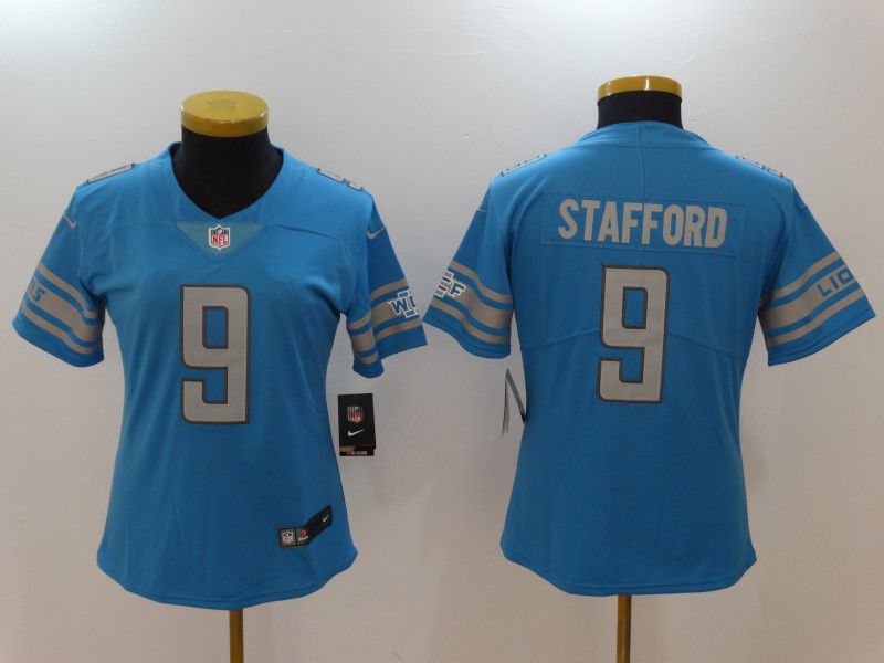 Women Detroit Lions 9 Stafford Blue Nike Vapor Untouchable Limited NFL Jerseys